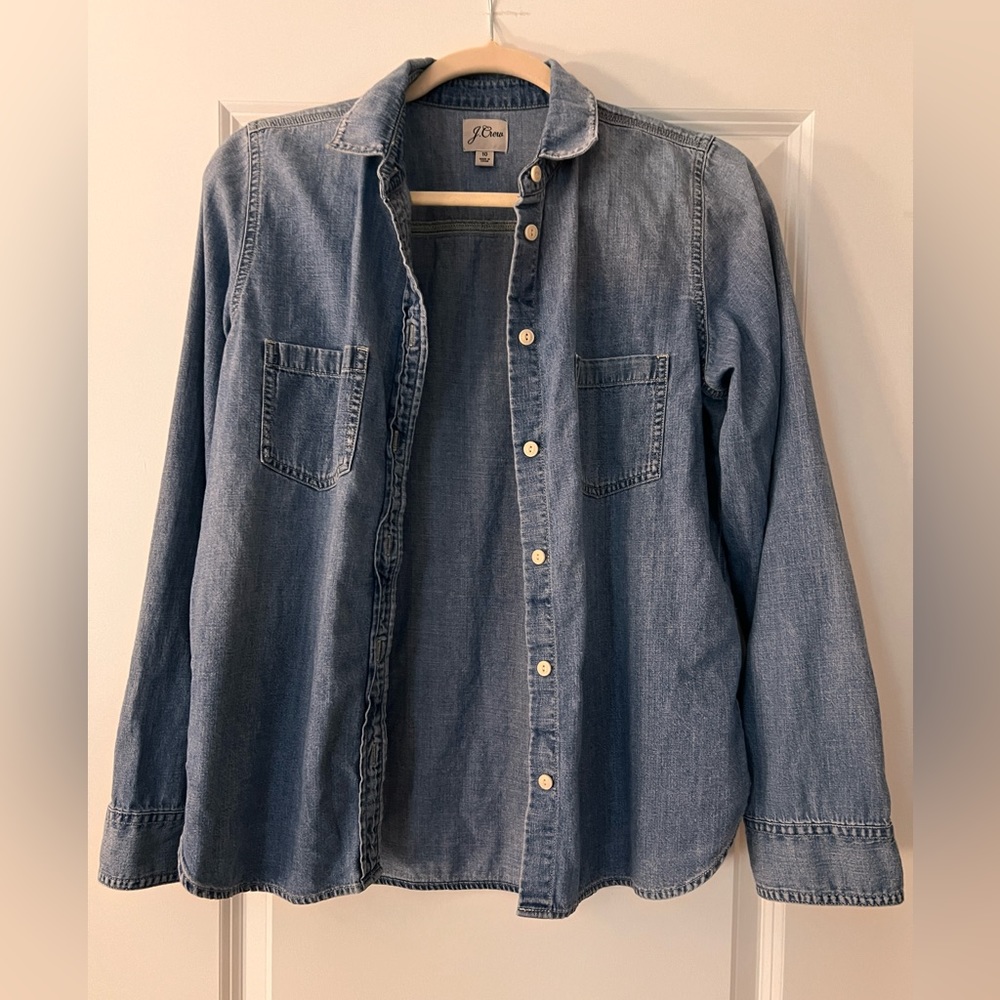 J. Crew s10 chambray button down top